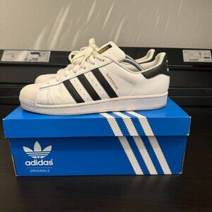 Adidas Men's Superstar C77124 White Black Low Top Lace-Up Sneaker Shoes Sz 10.5